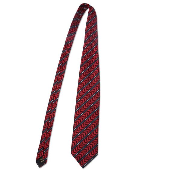 Vintage YAMAHA Logo Tie Blue Geometric Pattern Polyester Japan Motorcycles - Picture 5 of 7